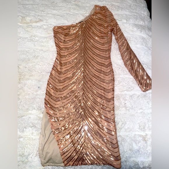 Fashion Nova Sequin One Shoulder Dress - Picture 3 of 5